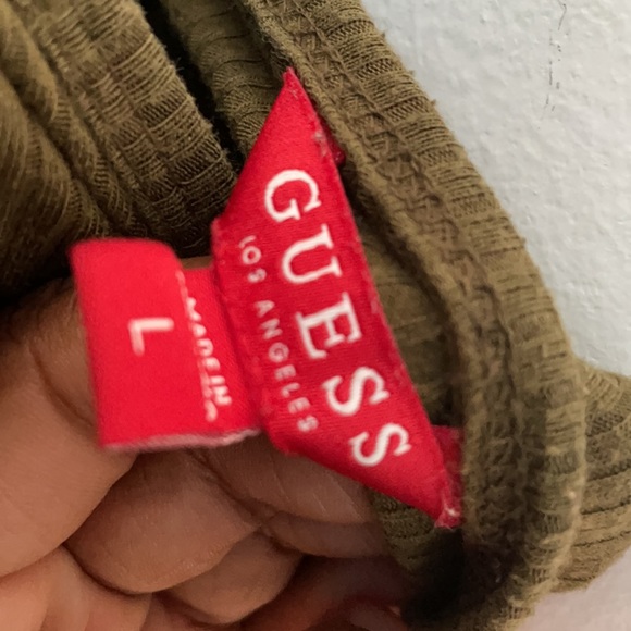 GUESS FACTORY WOMEN'S RANGER GREEN SHORT SLEEVE BLOUSE - Picture 6 of 6